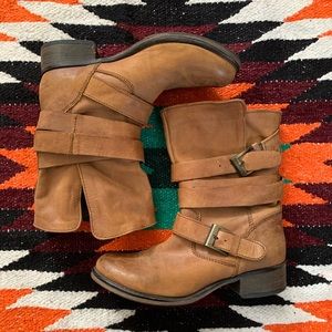 Steve Madden Brewzzer Cognac Leather Boots, Sz 8.5
